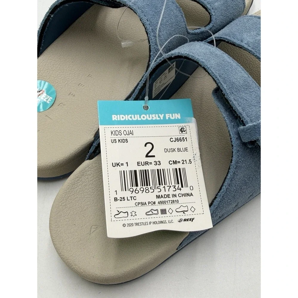 Reef Kids Ojai Sandals Suede Dusk Blue New Size 2 Boys Girls MSRP: $39.99